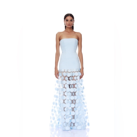 Bronx & Banco Harper Strapless Illusion Blue Maxi Gown L NWOT Bronx & Banco Harper Strapless Illusion Blue Maxi Gown L NWOT